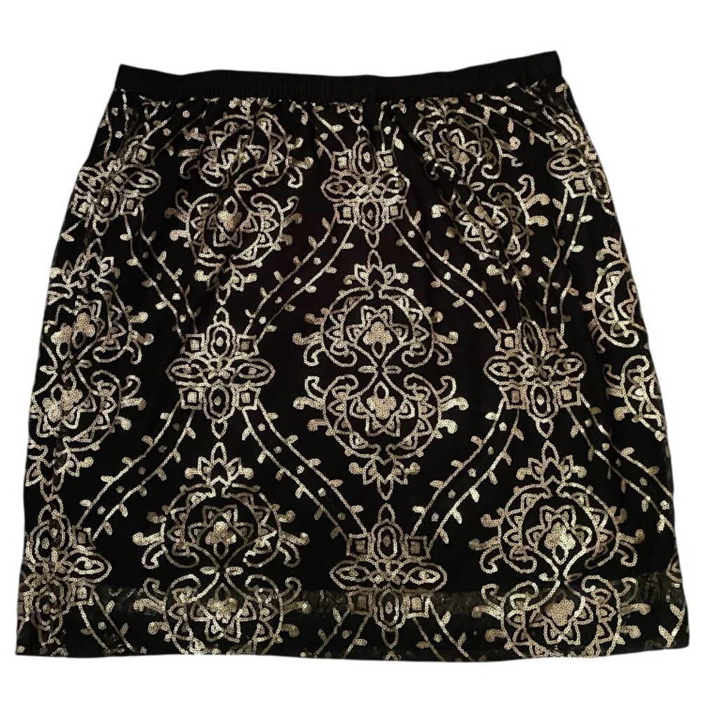 Manroe& Main gold black sequin skirt size XL